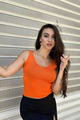SOFT MATERIAL V-NECK WOMAN TOP ORANGE/PORTOKALLI - 1