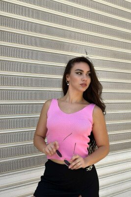 SOFT MATERIAL V-NECK WOMAN TOP PINK/ROZE - 2