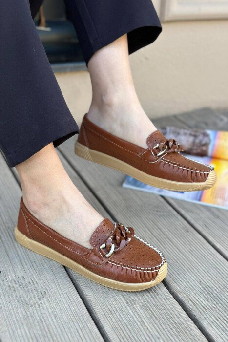 SPACE ONE COLOR WOMAN LOAFERS BROWN/KAFE - KLAUDIO FASHION