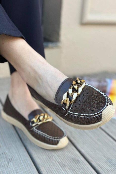 SPACE ONE COLOR WOMAN LOAFERS DARK BROWN/KAE - KLAUDIO FASHION