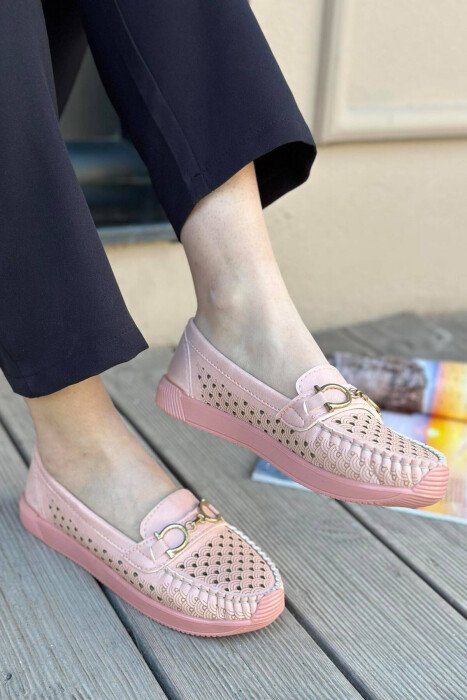 SPACE ONE COLOR WOMAN LOAFERS POWDER/PUDER - KLAUDIO FASHION