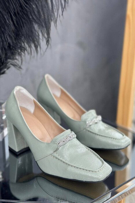 SPARKLE DETAIL SEMI HEEL WOMAN SHOES MINT/MENTE - KLAUDIO FASHION