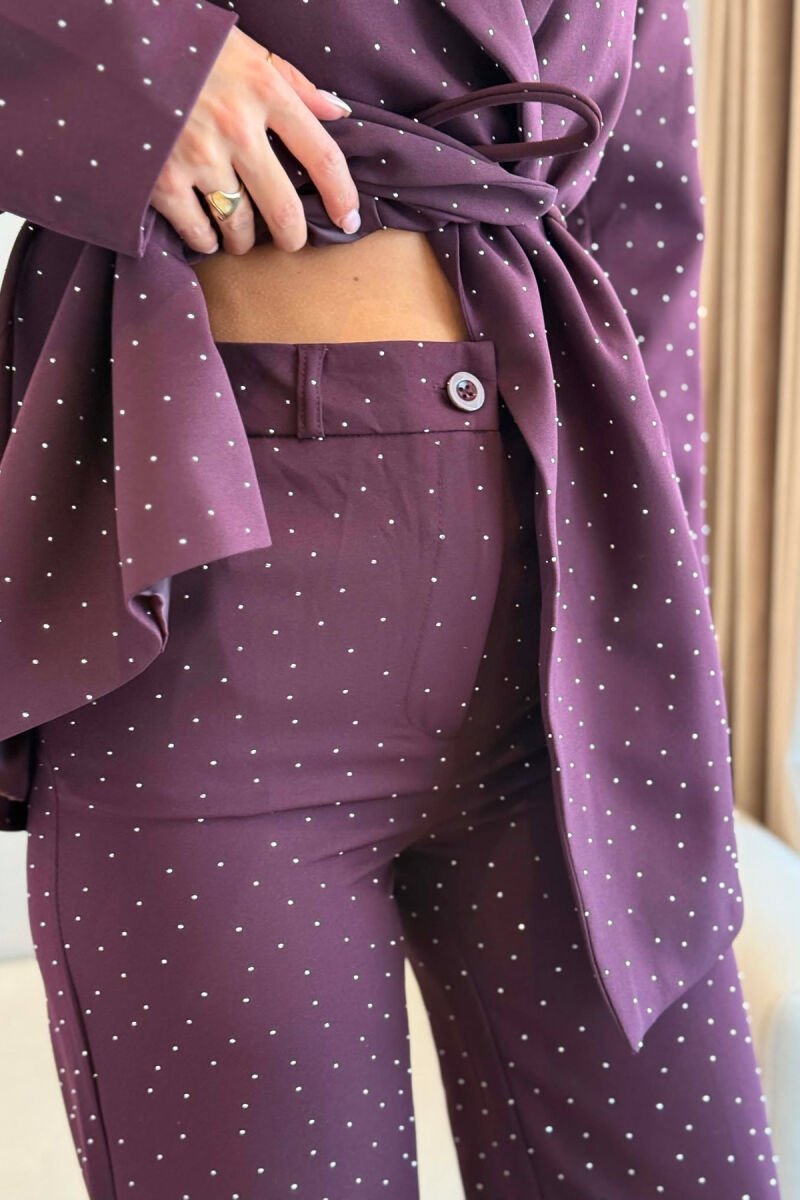 SPARKLE STONES JACKET + TROUSERS WOMAN SET BURGUNDY/VISHNJE - 5