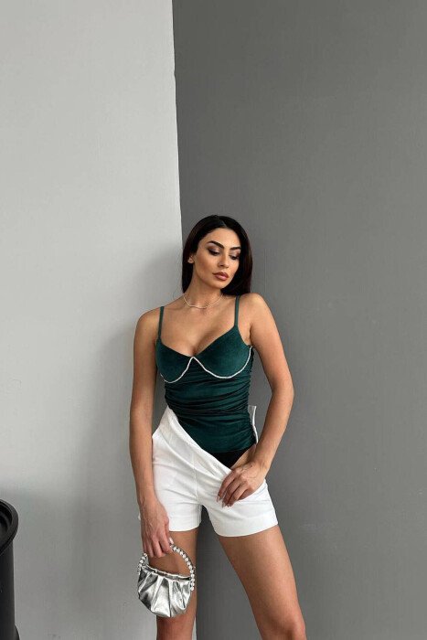 SPARKLES DETAIL WOMAN BODY GREEN/JESHILE - KLAUDIO FASHION