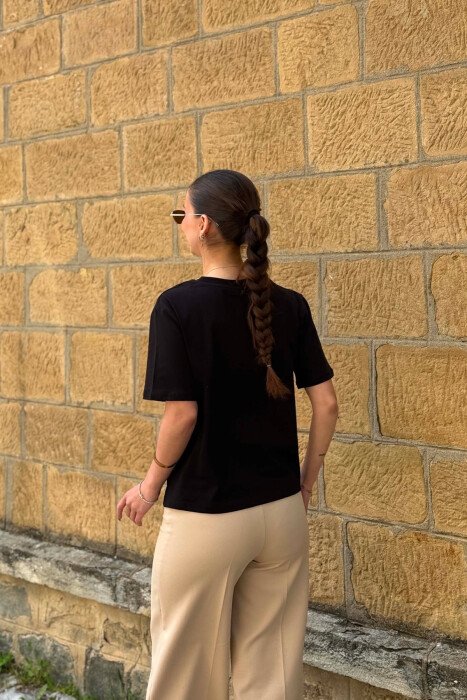 SPARKLING STONES NECK WOMAN T-SHIRT BLACK/ E ZEZE - 4