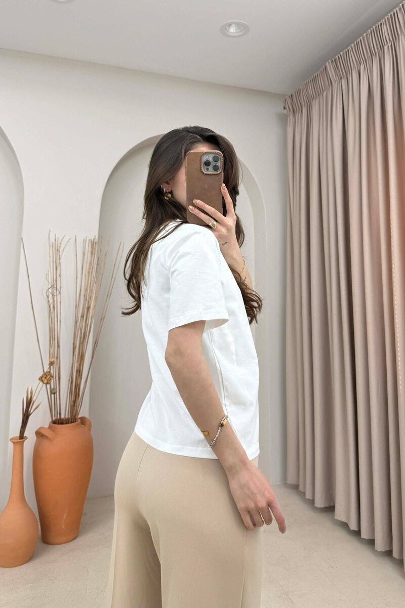 SPARKLING STONES NECK WOMAN T-SHIRT WHITE-E BARDHE - 4