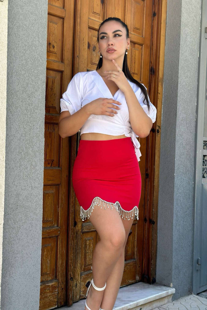 SPARKLING STONES WOMAN SKIRTS RED/E KUQE - 2