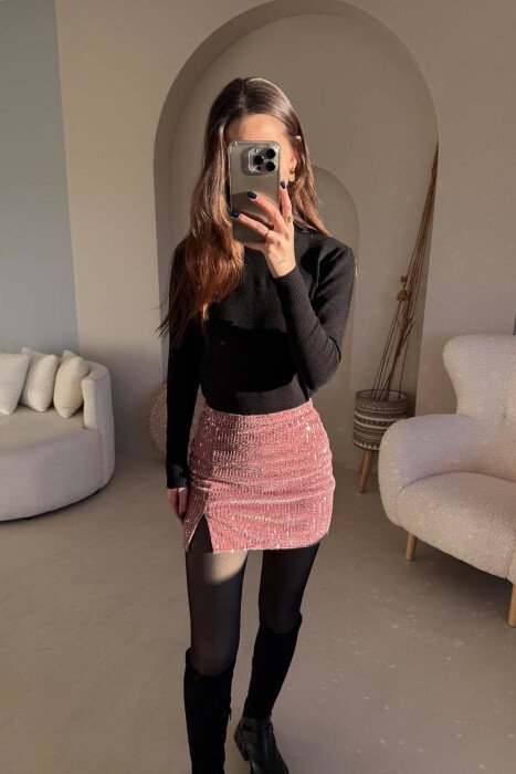 SPARKLY ONE COLOR WOMAN SKIRT VINEGAR/UTHULL - KLAUDIO FASHION