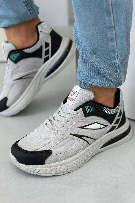 SPECIAL DESIGN RUNNING MEN SNEAKERS GREY/BLACK-GRZE - 4