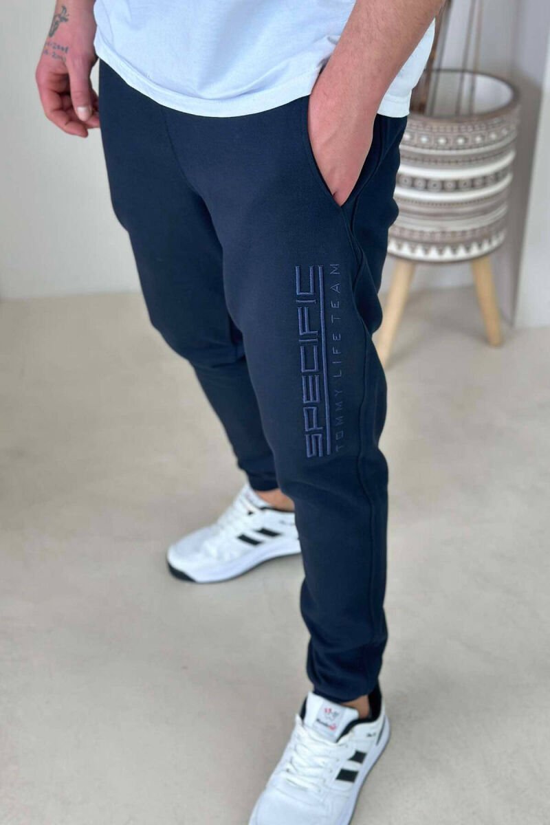 SPECIFIC SIMPLE MEN SWEATPANTS DARK BLUE/BEE - 1