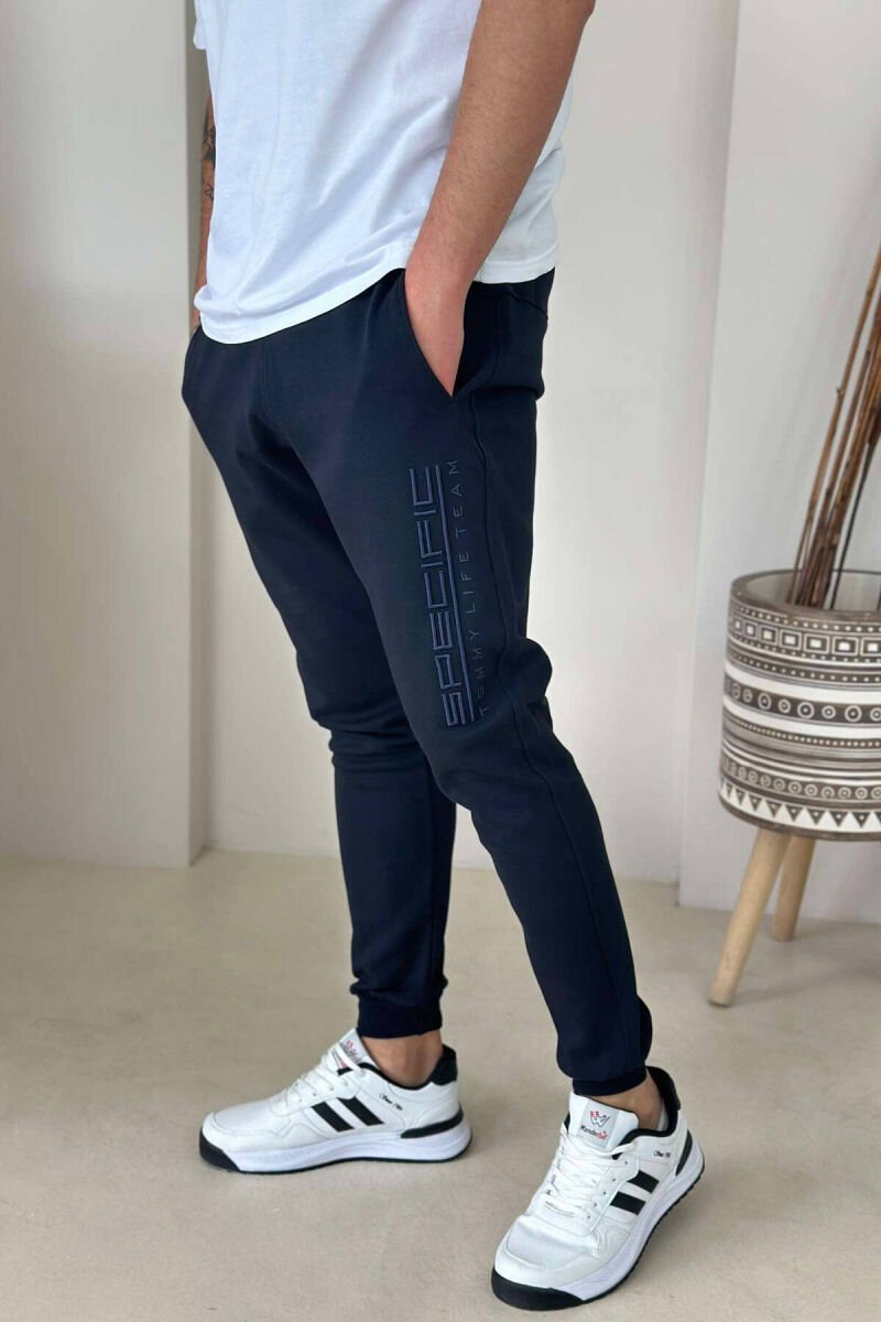 SPECIFIC SIMPLE MEN SWEATPANTS DARK BLUE/BEE - 4