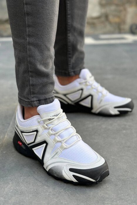 SPORT COMFORTABLE MAN SHOES WHITE-BLACK/BAZE - KLAUDIO FASHION