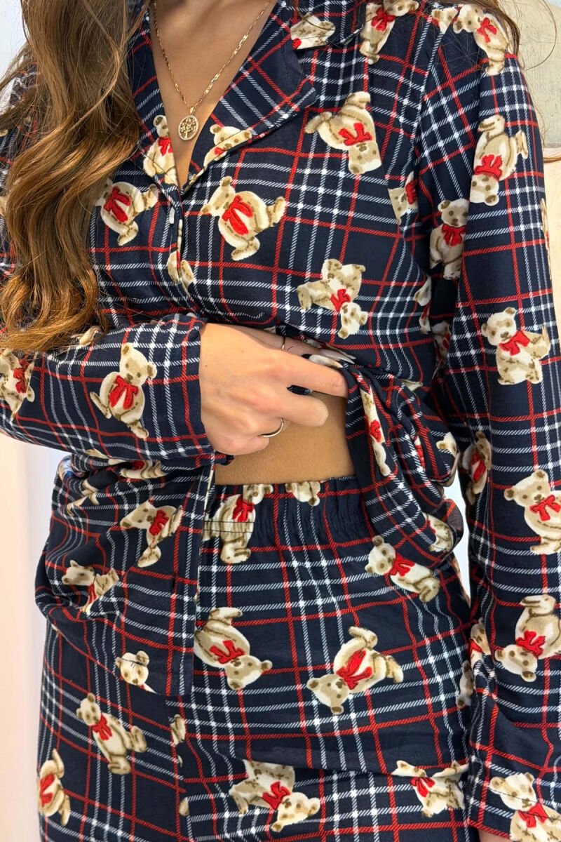 SQUARE BEAR DESIGN SHIRT + TROUSERS WOMEN PYJAMAS BLUE/BLU - 4