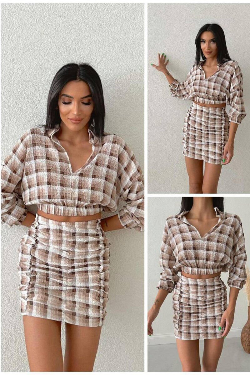 SQUARE CROP+SHORT SKIRT WOMAN SET BEIGE/BEZHE - 1