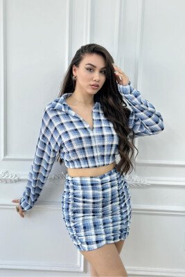 SQUARE CROP+SHORT SKIRT WOMAN SET LIGHTBLUE/BZ - 1