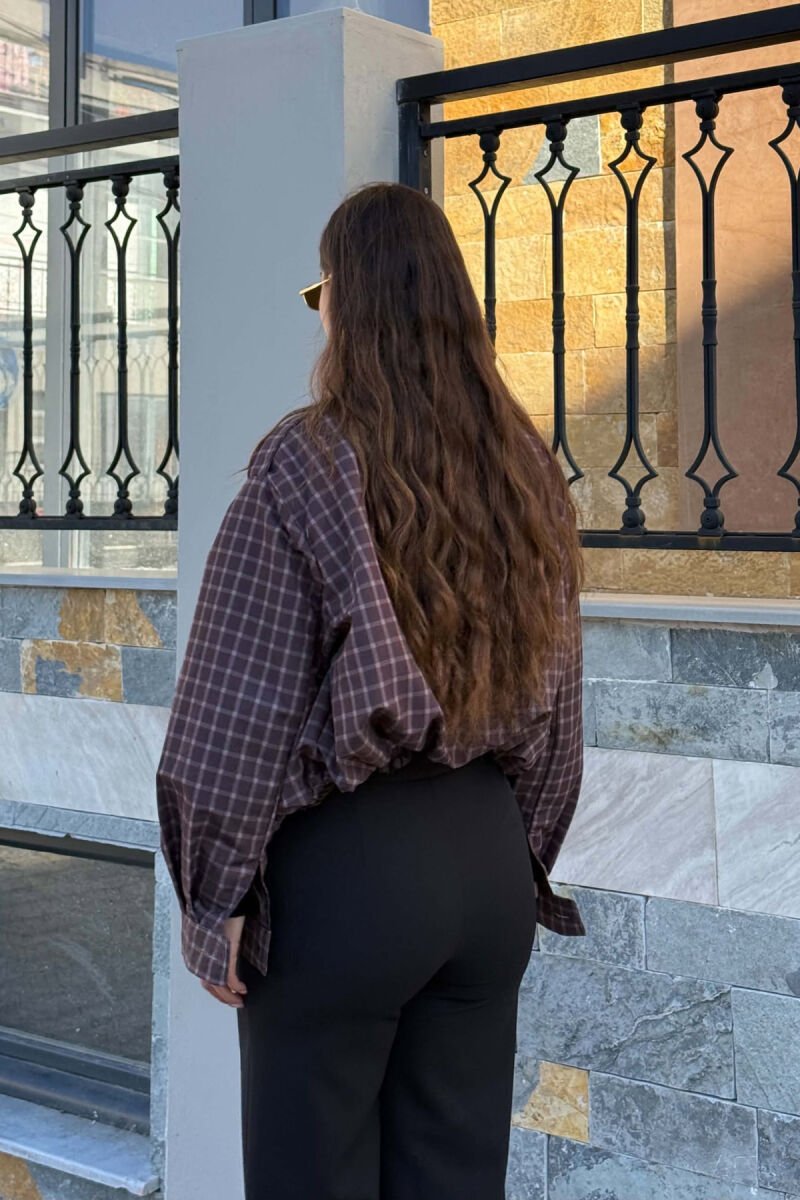 SQUARE DESIGN ELASTIC WAIST WOMEN JACKET BROWN/KAFE - 2