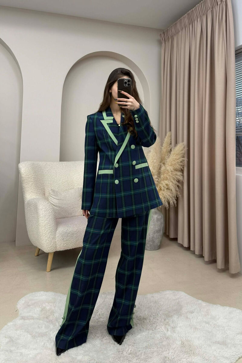 SQUARE DESIGN JACKET+TROUSERS WOMEN SET BLUE-GREEN/BLU-JESHILE - 1