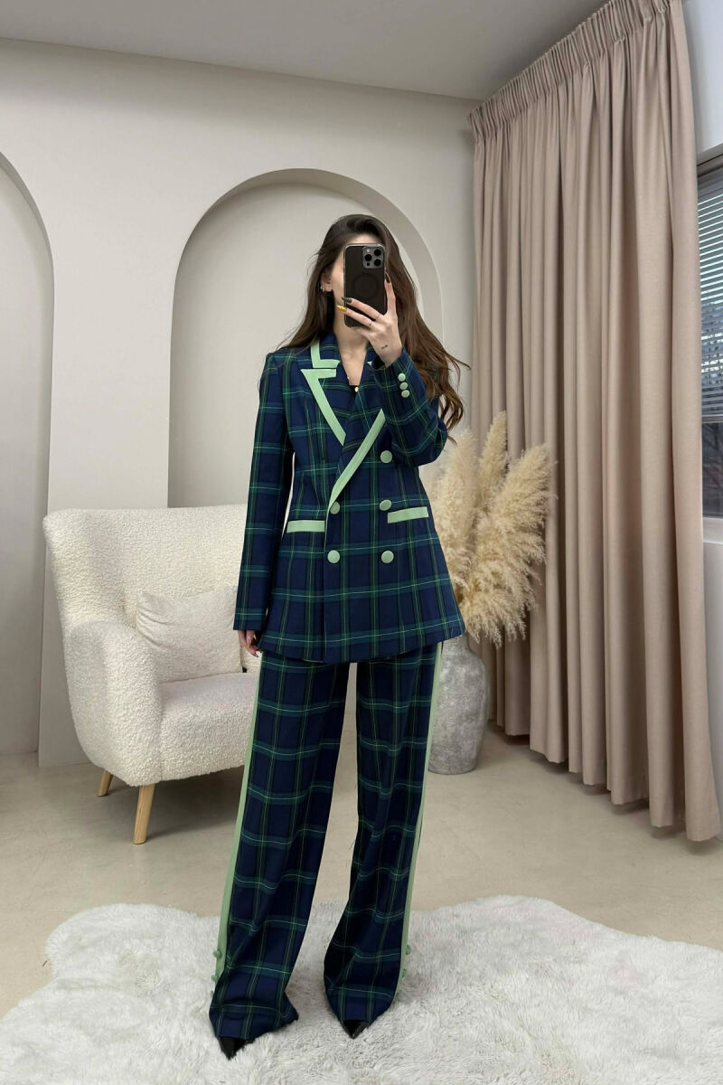 SQUARE DESIGN JACKET+TROUSERS WOMEN SET BLUE-GREEN/BLU-JESHILE - 2