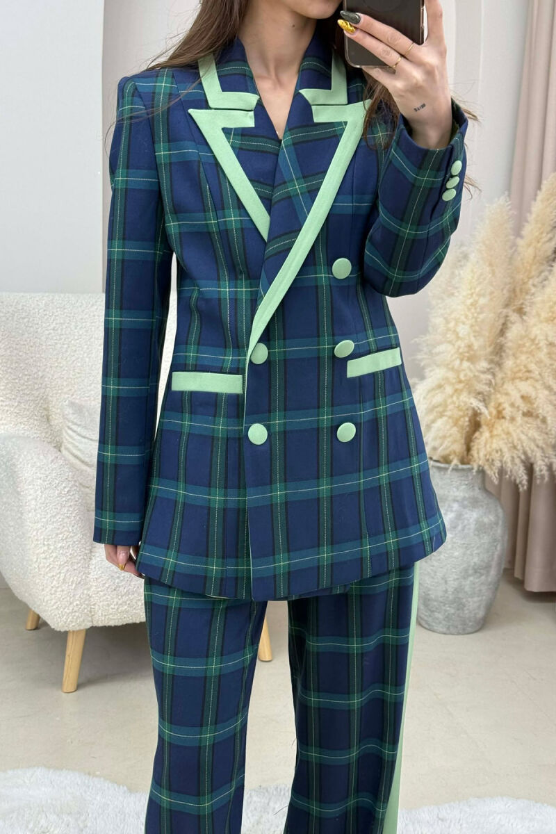 SQUARE DESIGN JACKET+TROUSERS WOMEN SET BLUE-GREEN/BLU-JESHILE - 4