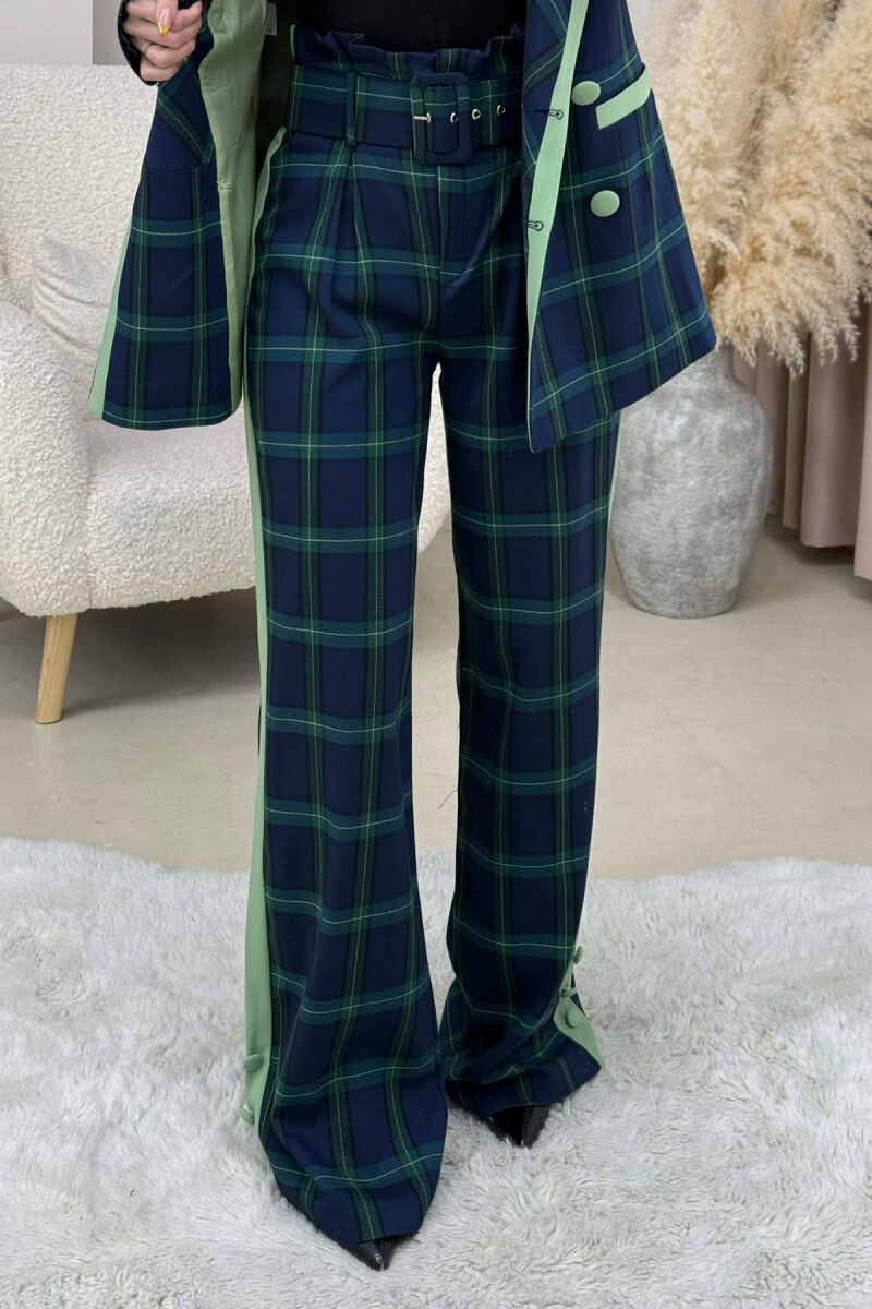 SQUARE DESIGN JACKET+TROUSERS WOMEN SET BLUE-GREEN/BLU-JESHILE - 5