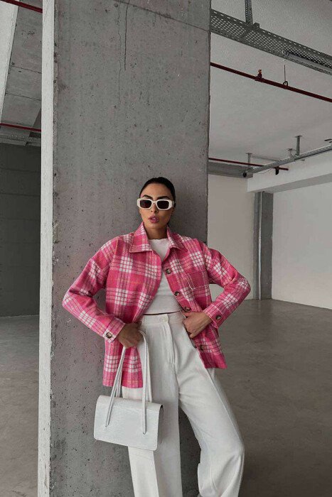 SQUARE DESIGN WOMEN SHIRT PINK/ROZE - KLAUDIO FASHION