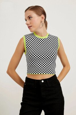 SQUARE PATTERN WOMEN TANK TOP NEON/NEON - KLAUDIO FASHION