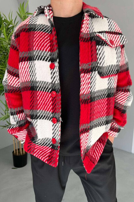 SQUARE WARM MEN SHIRT RED/E KUQE - KLAUDIO FASHION