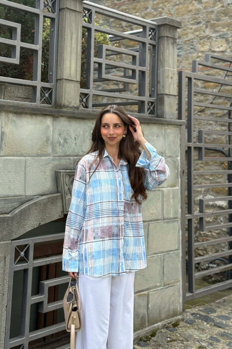 KËMISHË SHUMËNGJYRËSHE ME DIZAJNIN E KATRORËVE PËR FEMRA - KLAUDIO FASHION