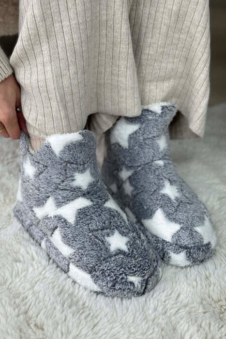 STAR DESIGN WOMAN ANKLE SLIPPERS GREY/GRI 