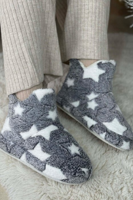 STAR DESIGN WOMAN ANKLE SLIPPERS GREY/GRI - 2