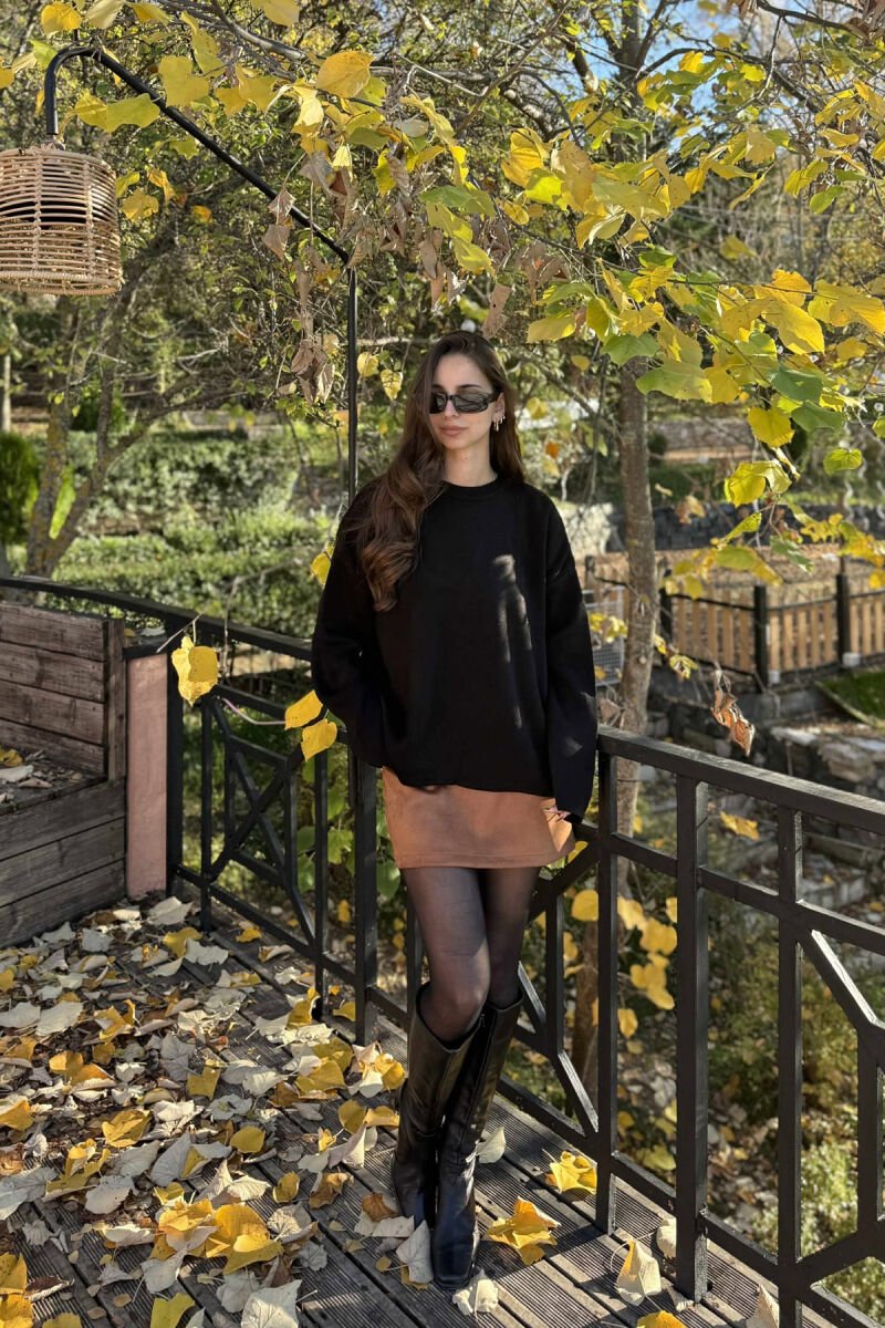STARS DESIGN ONE COLOR WOMEN SWEATER BLACK/ E ZEZE - 1