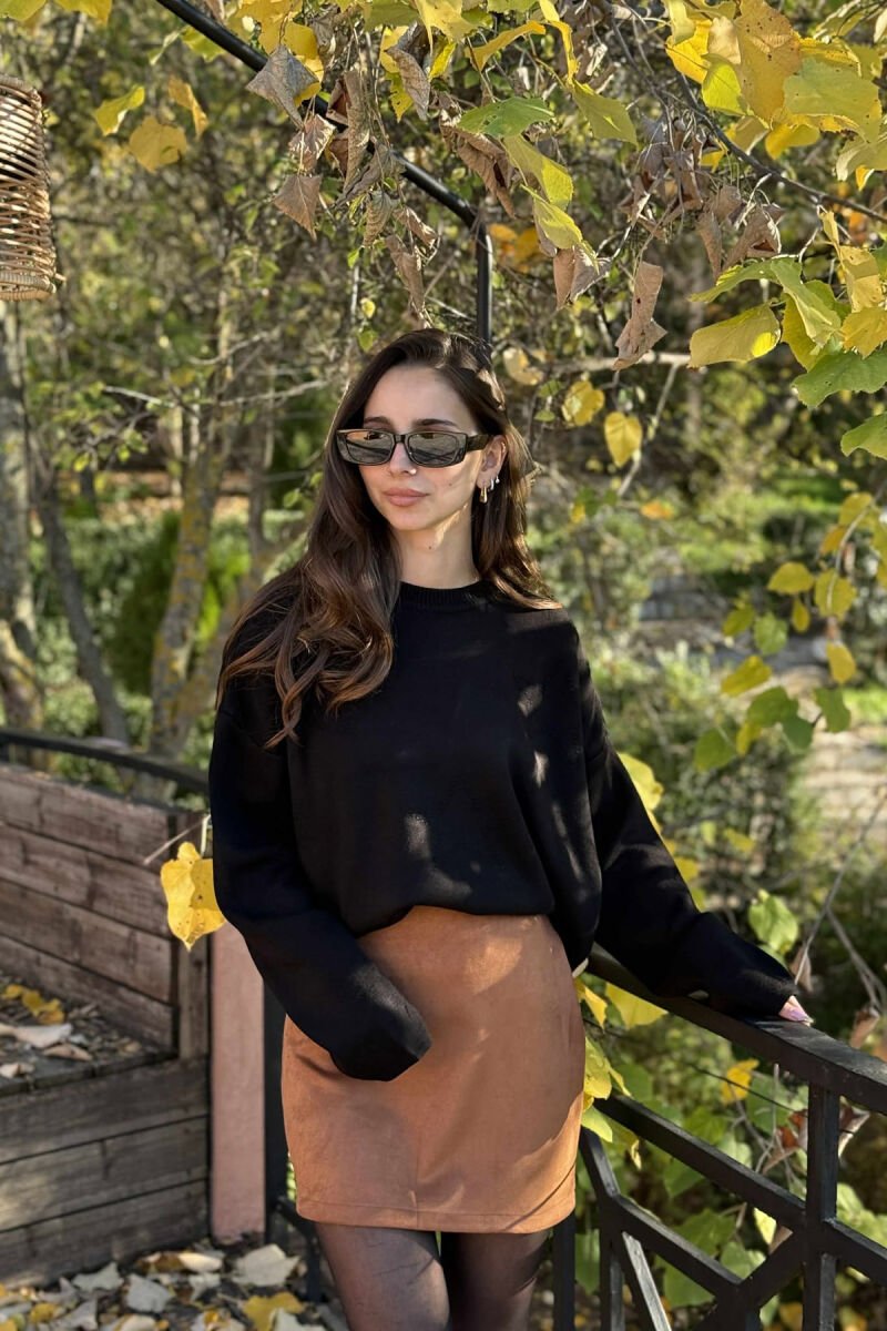 STARS DESIGN ONE COLOR WOMEN SWEATER BLACK/ E ZEZE - 3