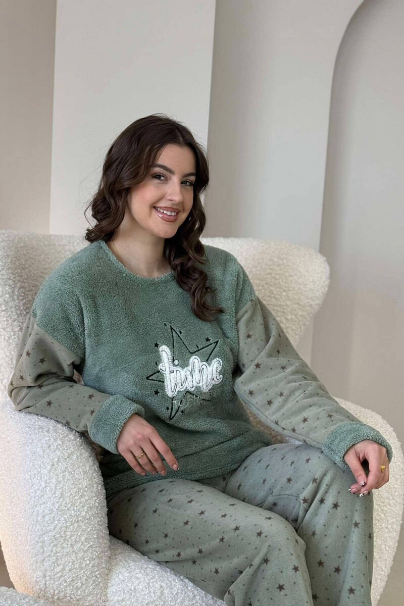 STARS DESIGN WRITTINGS WOMEN PYJAMAS GREEN/JESHILE - 4