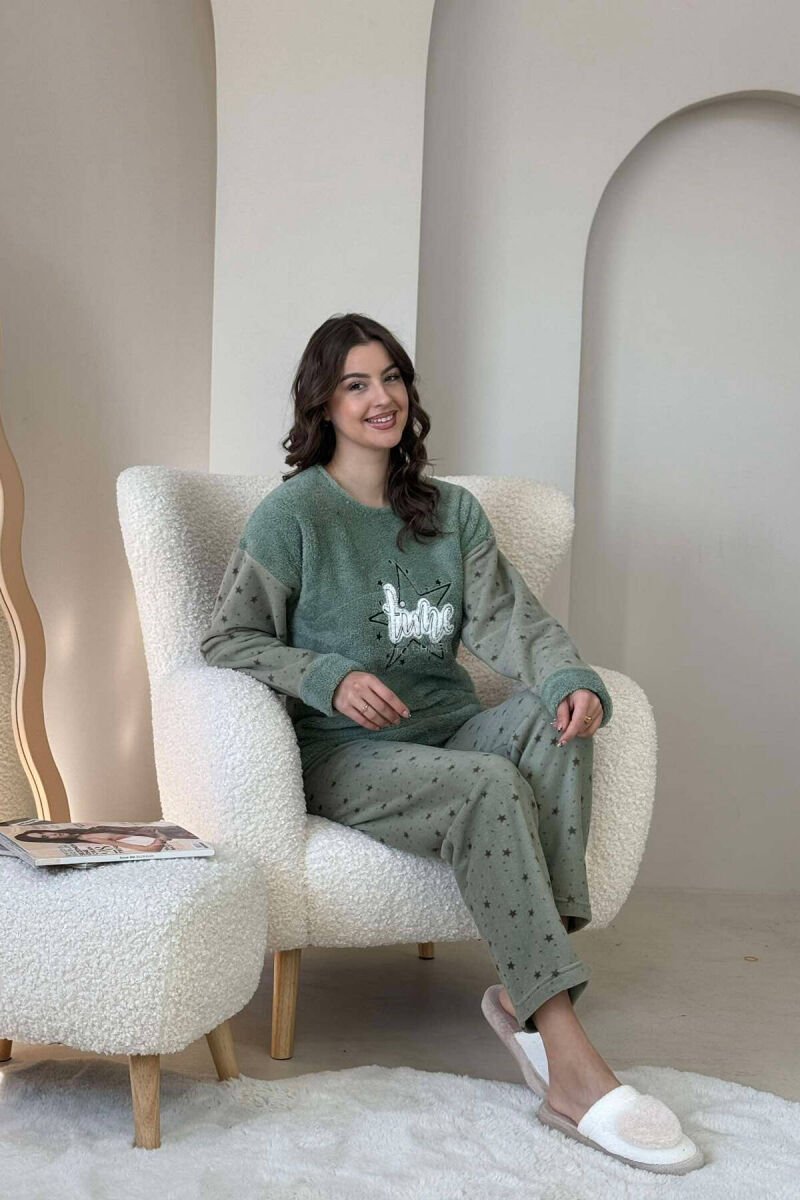 STARS DESIGN WRITTINGS WOMEN PYJAMAS GREEN/JESHILE - 5