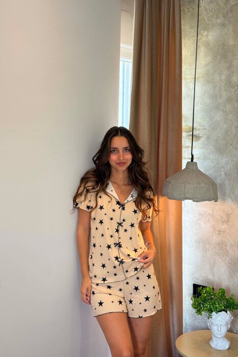 STARS DETAILS SHIRT +SHORTS WOMAN PYJAMAS BEIGE/BEZHE - 5