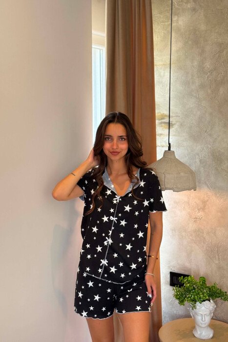 STARS DETAILS SHIRT +SHORTS WOMAN PYJAMAS BLACK/ E ZEZE - 4