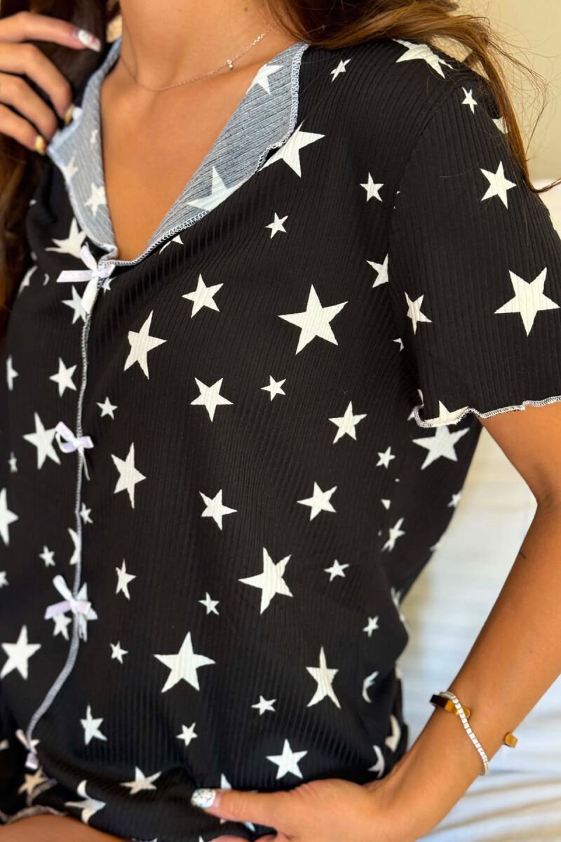 STARS DETAILS SHIRT +SHORTS WOMAN PYJAMAS BLACK/ E ZEZE - 5