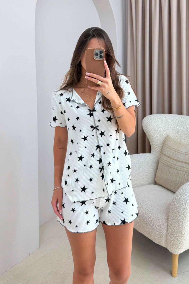 STARS DETAILS SHIRT +SHORTS WOMAN PYJAMAS WHITE-E BARDHE - 3