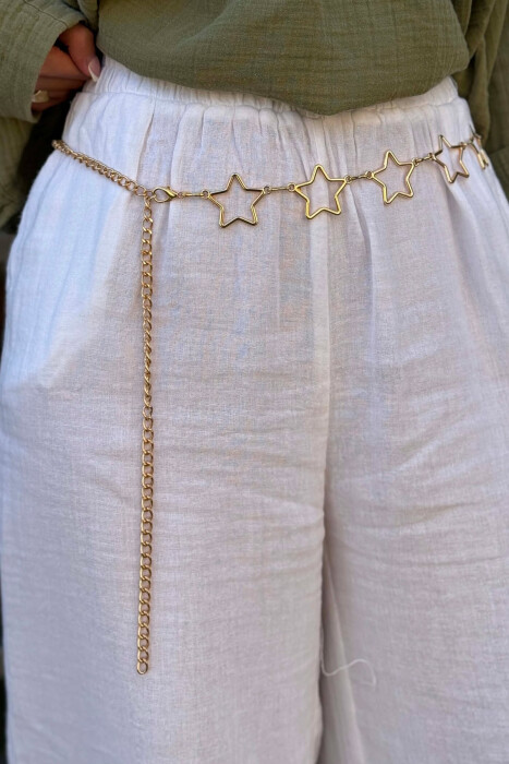 STARS DETAILS WOMEN BELT CHAIN GOLDEN ROD/GOLD - 