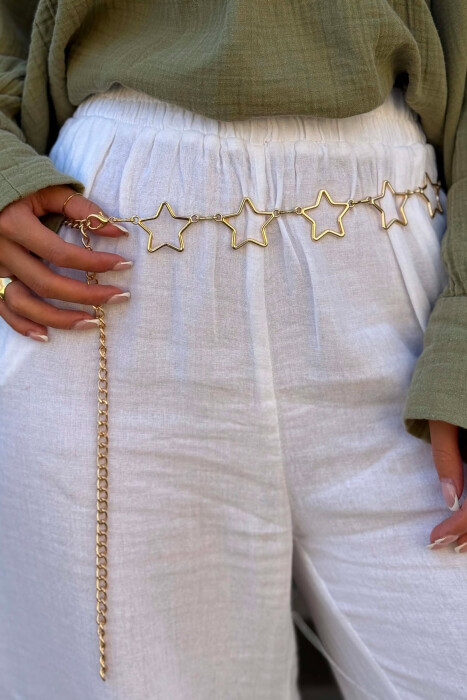 STARS DETAILS WOMEN BELT CHAIN GOLDEN ROD/GOLD - 4