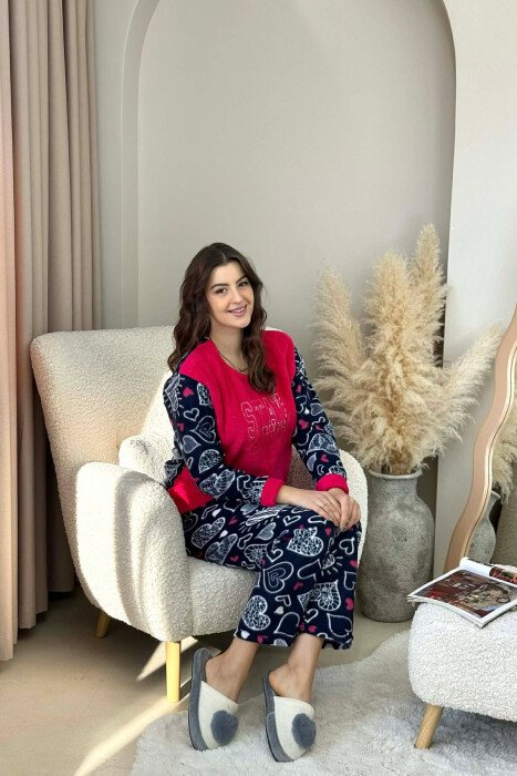 STAY STRONG WRITINGS POLAR BLOUSE+ TROUSERS WOMAN PIJAMAS FUCHSIA/CIKLAMI - 1
