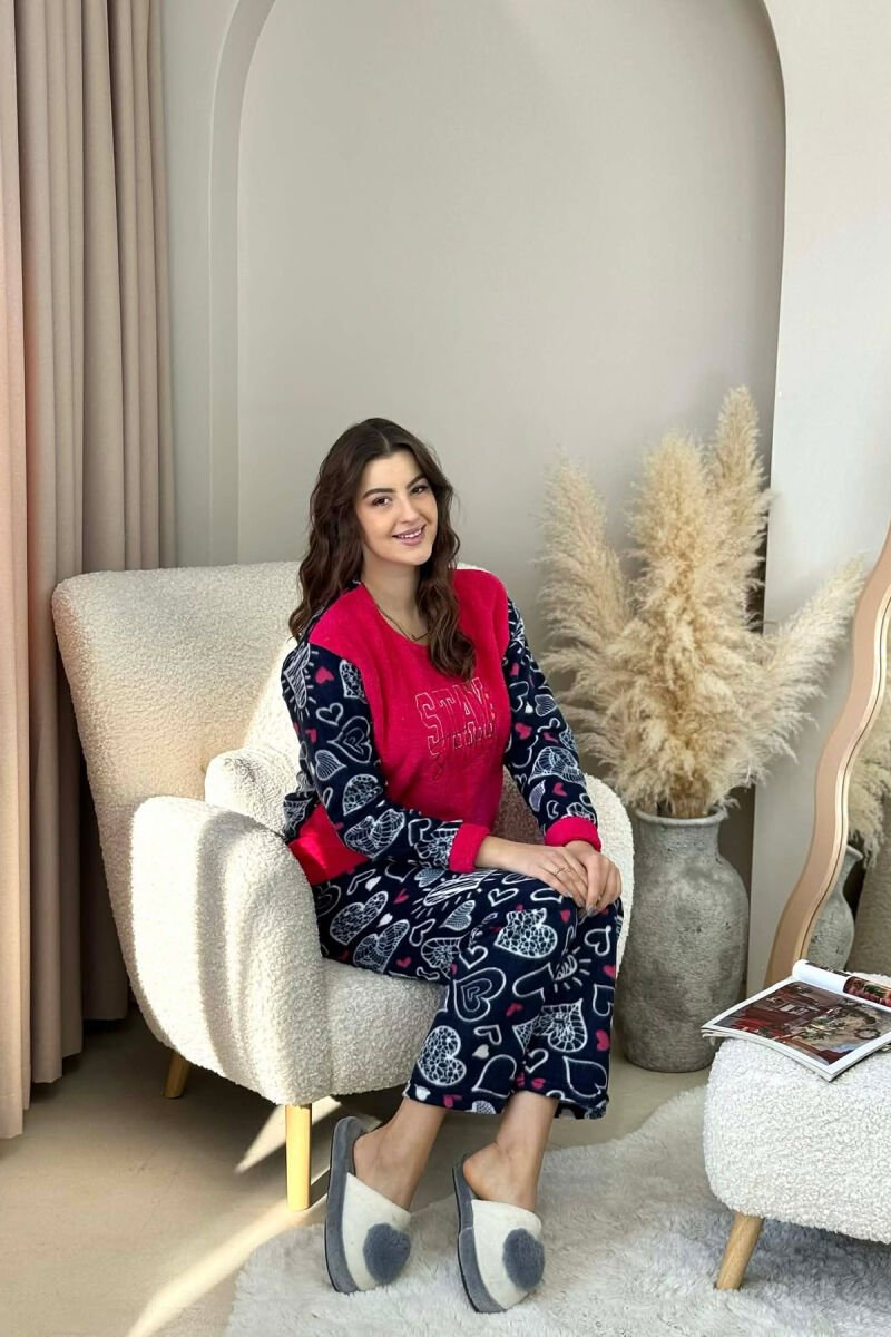 STAY STRONG WRITINGS POLAR BLOUSE+ TROUSERS WOMAN PIJAMAS FUCHSIA/CIKLAMI - 1