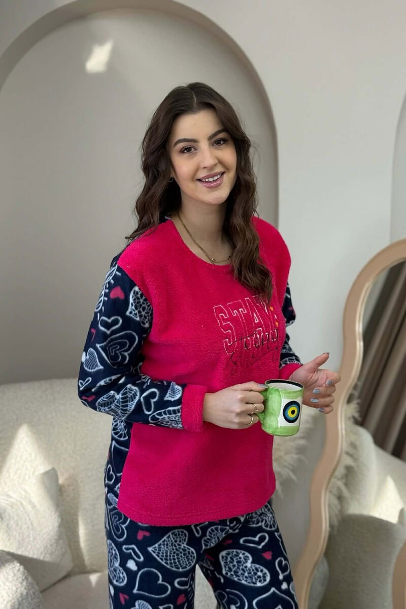STAY STRONG WRITINGS POLAR BLOUSE+ TROUSERS WOMAN PIJAMAS FUCHSIA/CIKLAMI - 2
