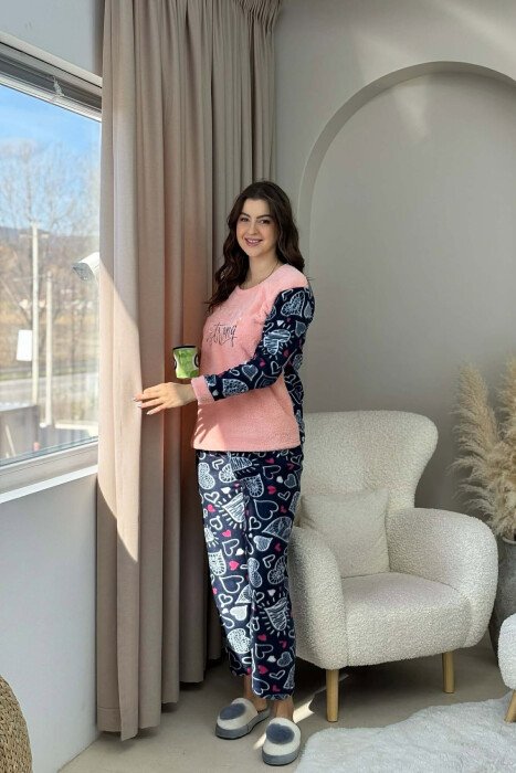 PIZHAME POLARE ME SHKRIME BLUZE + TUTA PER FEMRA NE NGJYRE TE KUQE - KLAUDIO FASHION