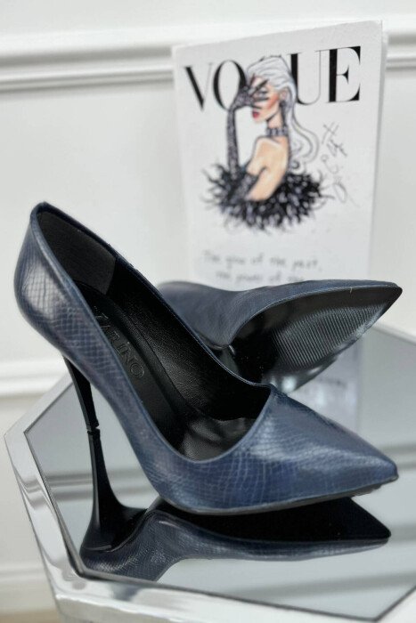 STILETO SHINY LEATHER WOMAN HEELS BLUE/BLU 