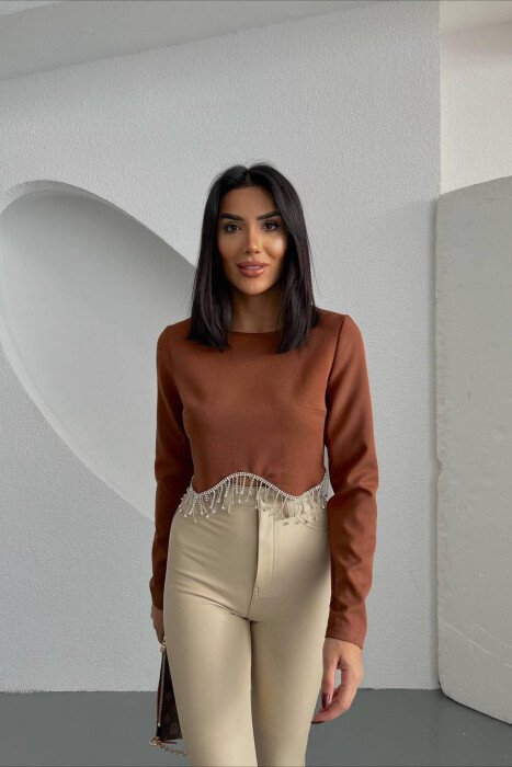 STONE ONE COLOR WOMAN TOP BROWN/KAFE - 1