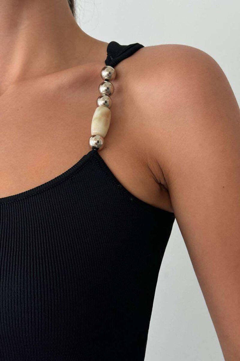 STONES DETAIL WOMEN TANK TOP BLACK/ E ZEZE - 3