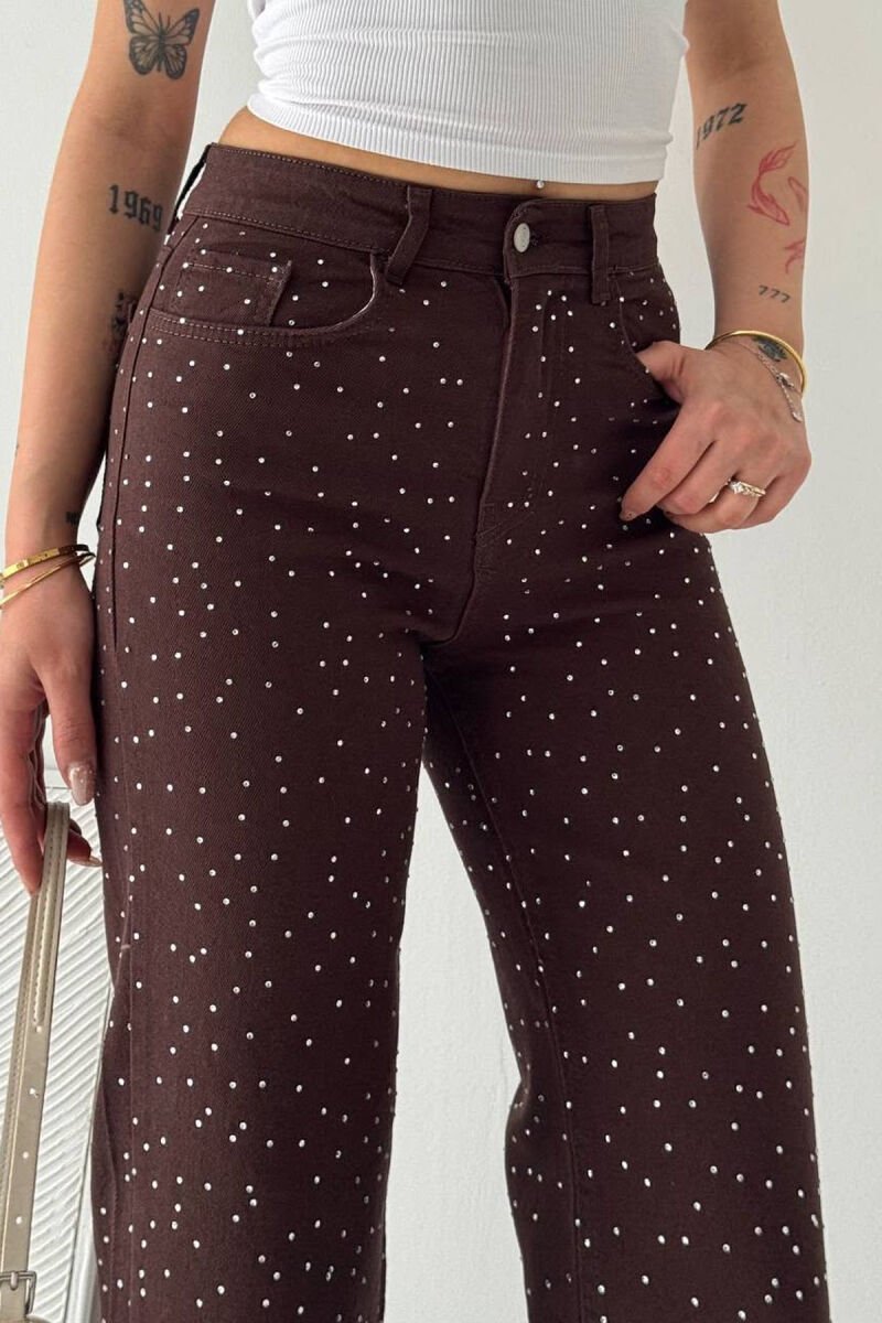 STONES DETAILS WOMAN JEANS BROWN/KAFE - 3