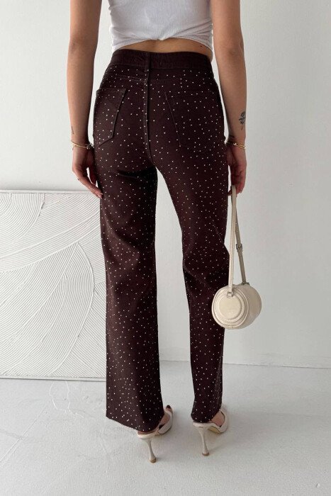 STONES DETAILS WOMAN JEANS BROWN/KAFE - 5