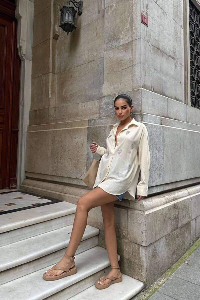 STONES LINEN WOMAN SHIRT BEIGE/BEZHE - 6